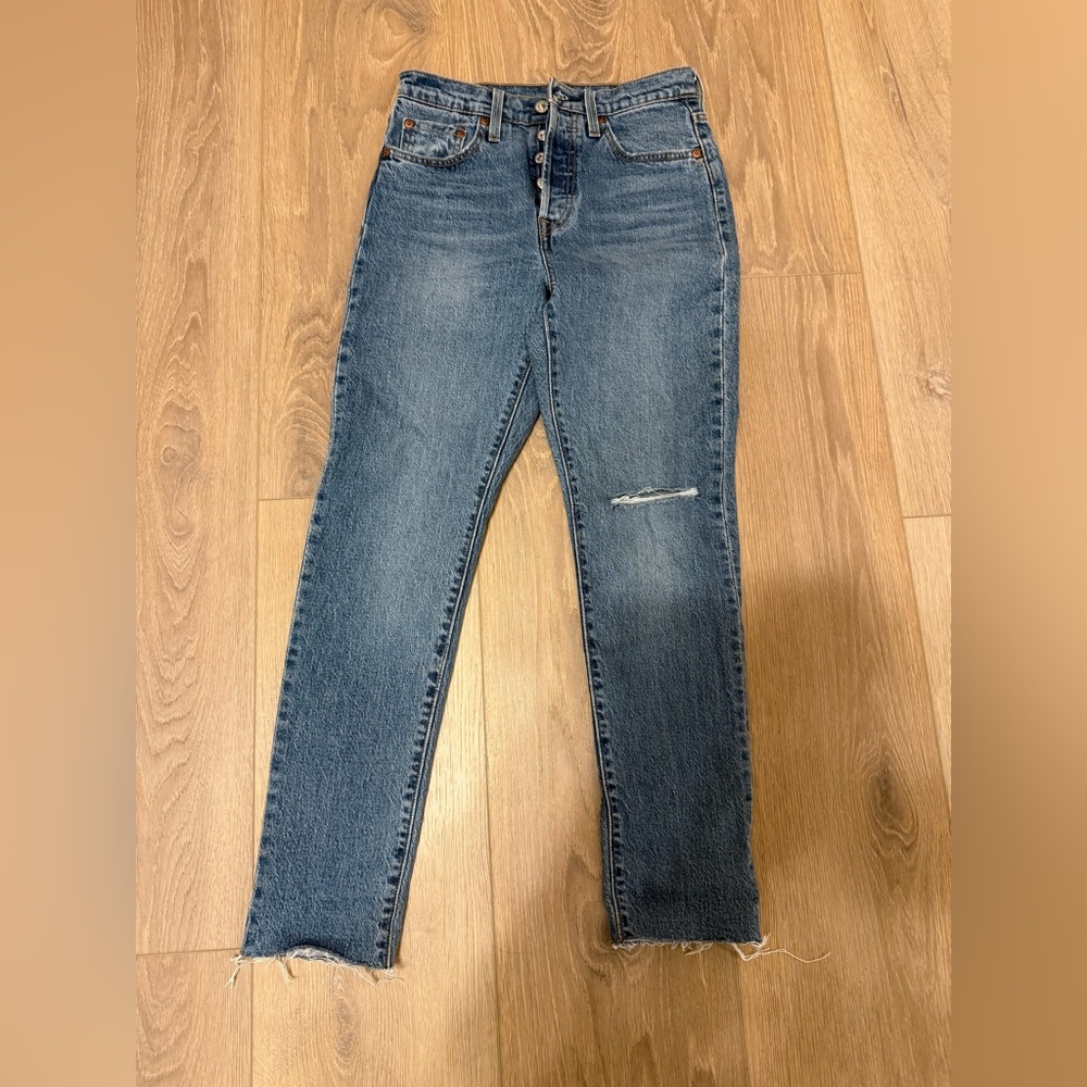 Levi's Blue Distressed Ankle Jeans